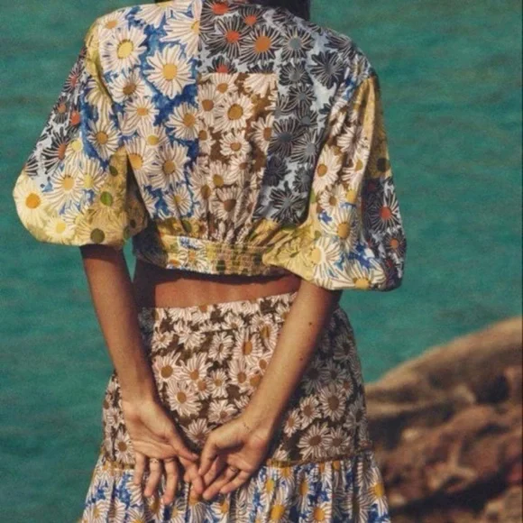 Zara Two Piece Boho Set | Twist Crop Top & Maxi Skirt | M/S - Picture 4 of 10